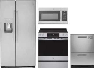 4 Piece Package Includes Refrigerator, Range, Microwave And Dishwasher